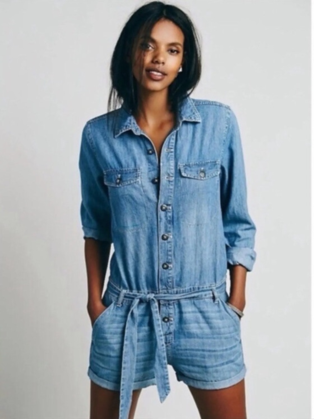 EUC Free People Zodiac Denim Romper size Small